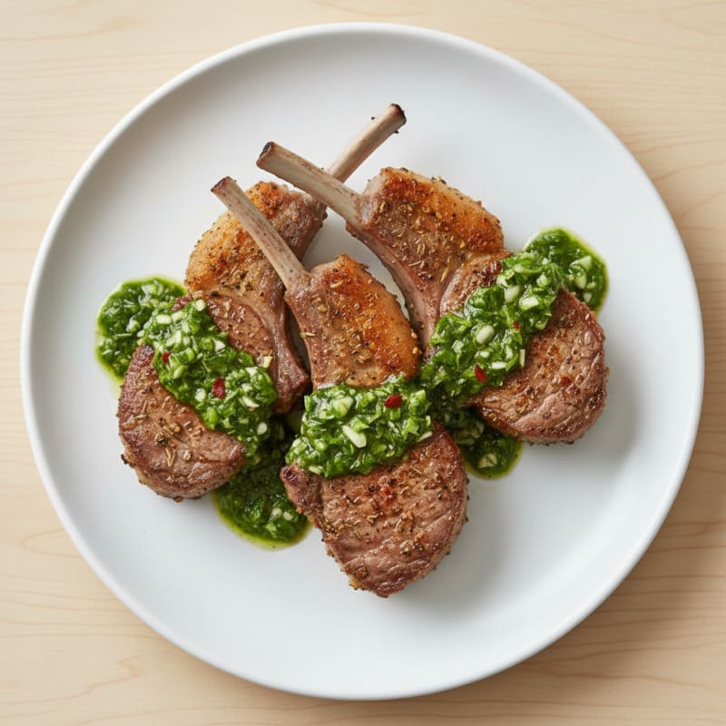 Smoky Herb-Crusted Lamb Chops with Zesty Chimichurri