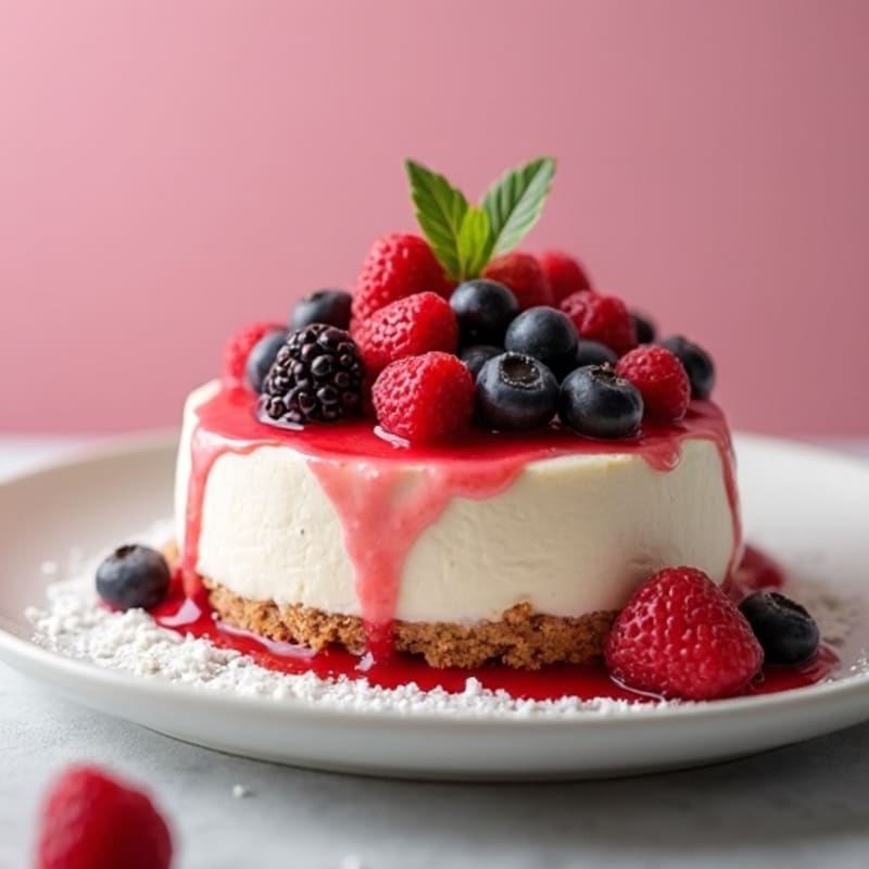 Cottage Cheese Protein Cheesecake with Mixed Berries