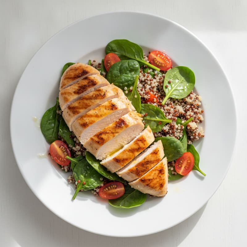 Grilled Chicken Breast with Spinach and Quinoa Salad