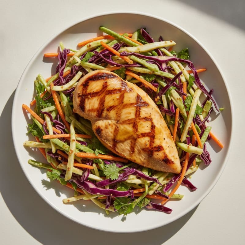 Grilled Chicken Breast with Crunchy Cabbage Slaw