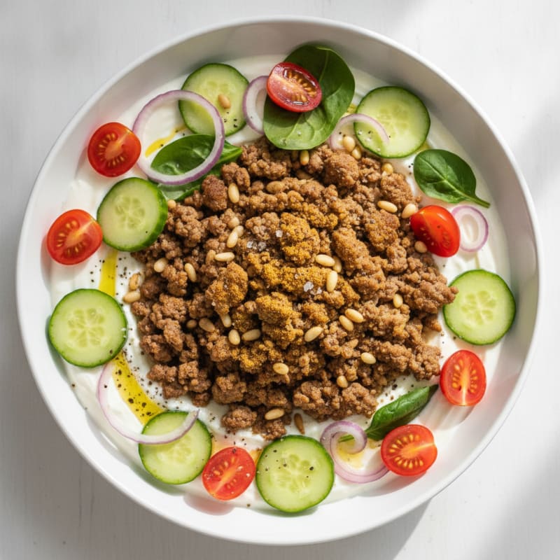 Mediterranean Ground Beef and Yogurt Bowl