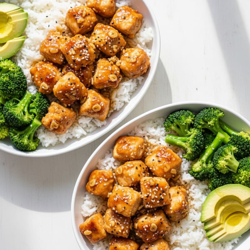 Crispy Honey-Garlic Chicken Bowls
