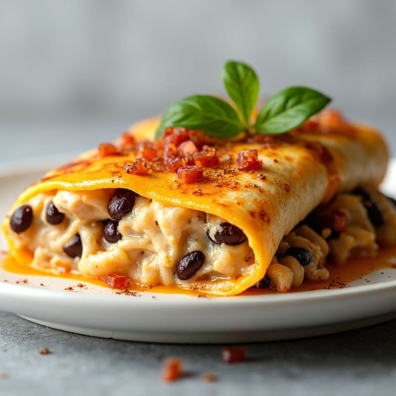 Creamy Chicken and Black Bean Tortilla Bake