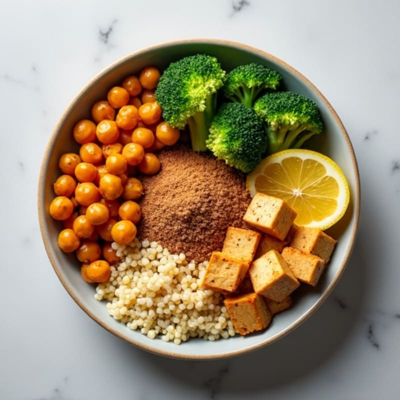 Roasted Chickpea and Quinoa Protein Bowl with Broccoli