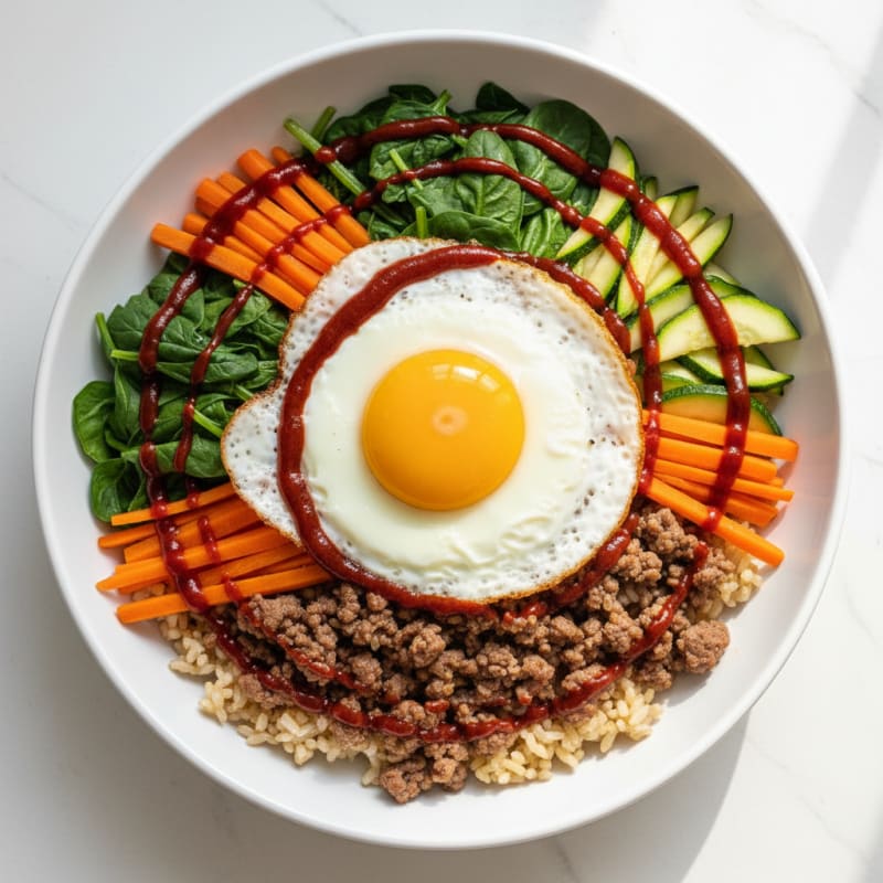 Korean Mixed Rice Bowl with Beef