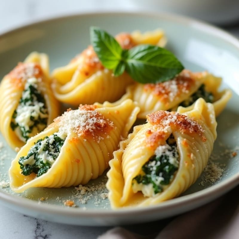Baked Creamy Spinach Ricotta Stuffed Shells