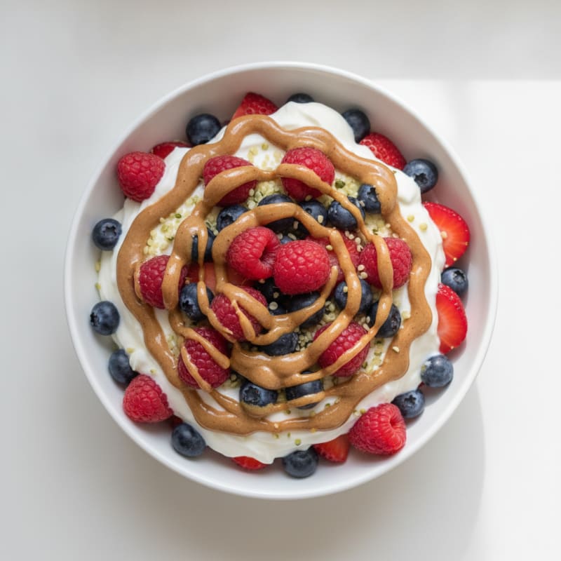 Creamy Greek Yogurt Parfait with Almond Butter and Berries