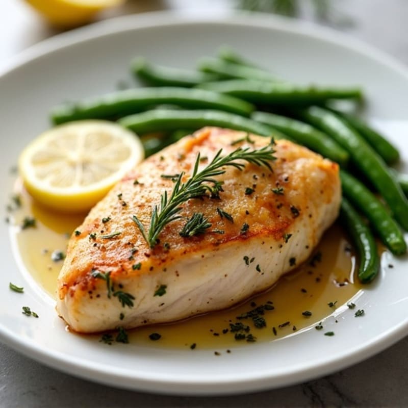 Lemon-Garlic Roasted Chicken with Crispy Green Beans