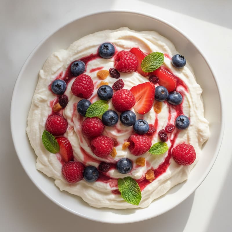 Creamy Greek Yogurt Protein Mousse with Mixed Berries