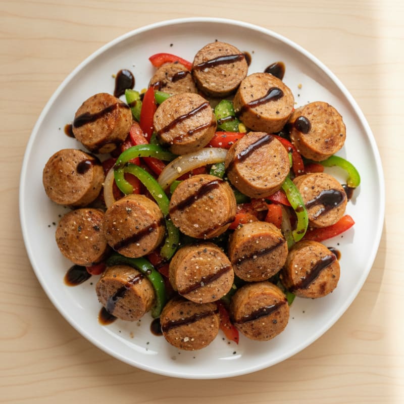 Grilled Hot Link with Peppers and Onions