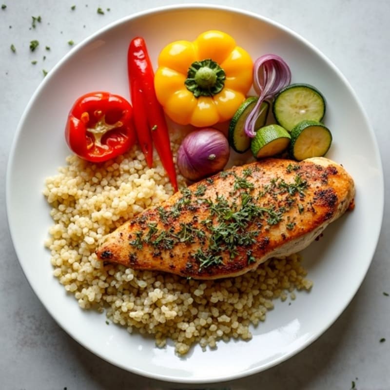 Herb-Crusted Sheet Pan Chicken with Roasted Rainbow Vegetables