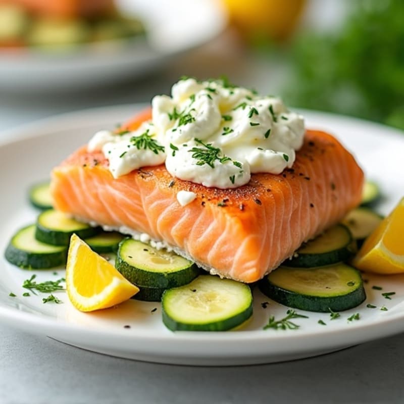 Flaky Salmon and Creamy Ricotta Bake with Zucchini