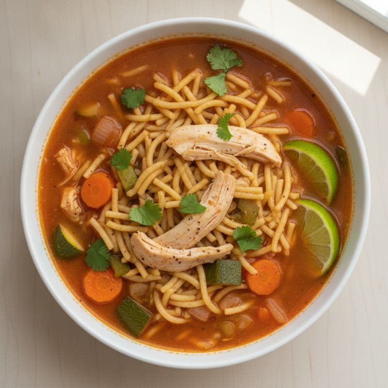 Hearty Fideo Soup with Toasted Noodles