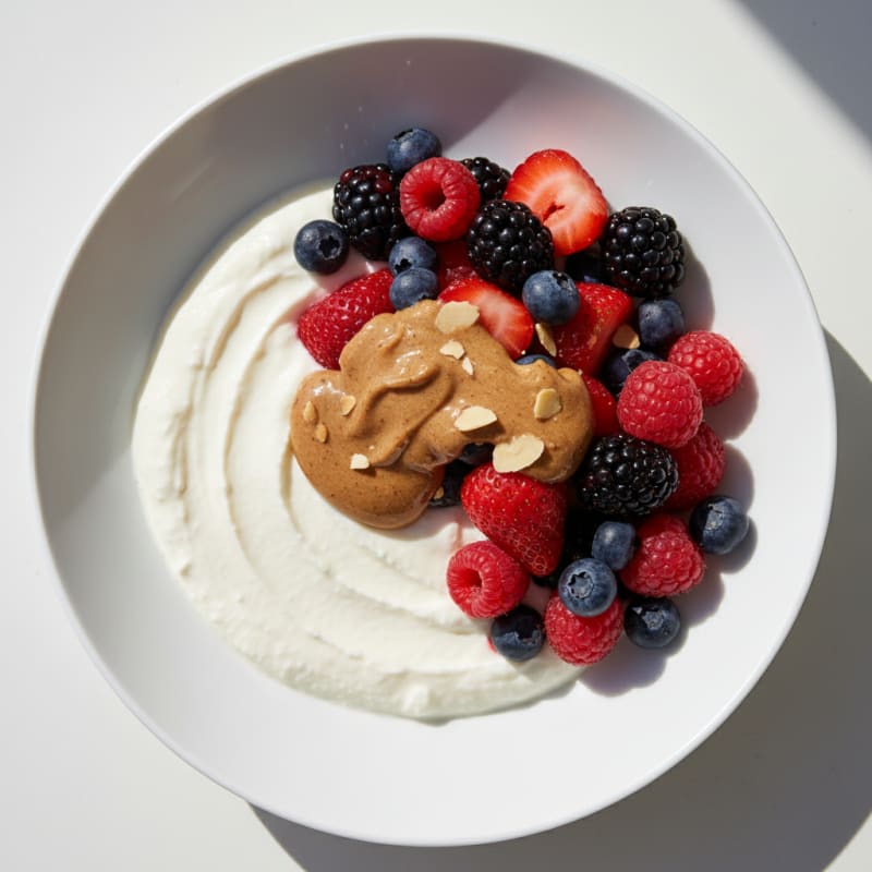 Creamy Greek Yogurt with Whey Protein and Mixed Berries