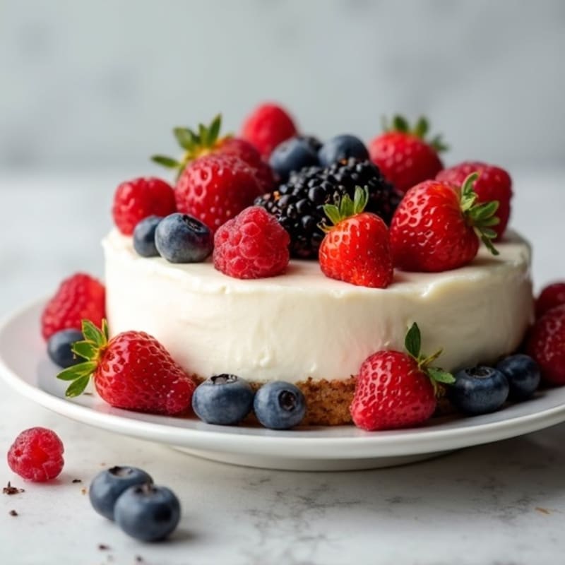 Creamy High-Protein Cheesecake Bowl with Fresh Berries