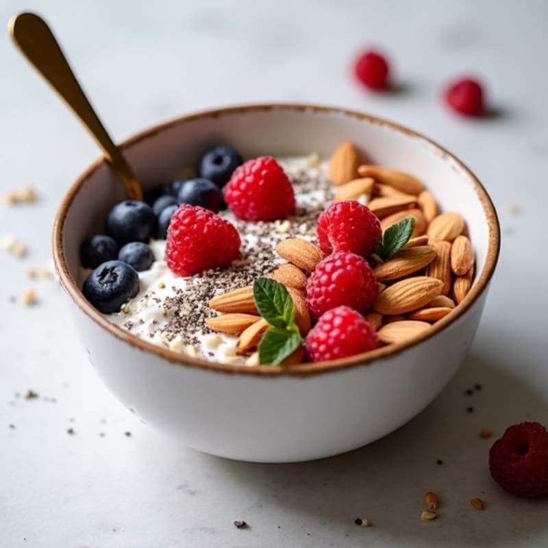 Cottage Cheese and Berry Protein Bowl with Almonds