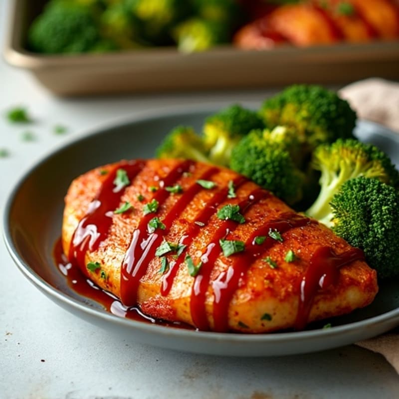 Sheet Pan Spicy BBQ Chicken with Crispy Roasted Broccoli