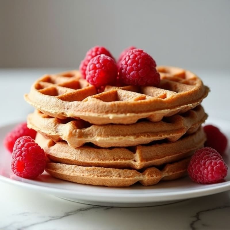 Protein-Packed Whole Wheat Waffles with Fresh Raspberries