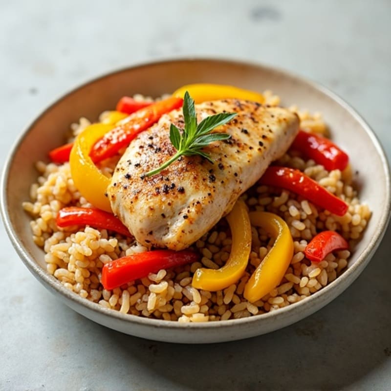Garlic-Ginger Rice Skillet with Caramelized Peppers