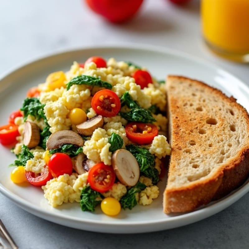 Egg White Veggie Scramble with Low-Fat Cottage Cheese