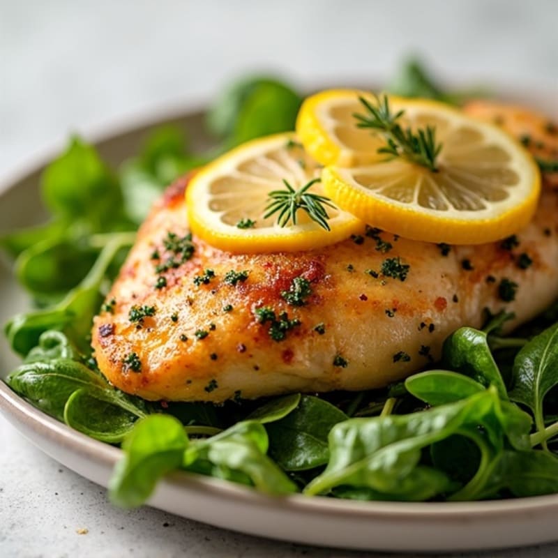 Lemon Herb Roasted Chicken with Fresh Mixed Greens