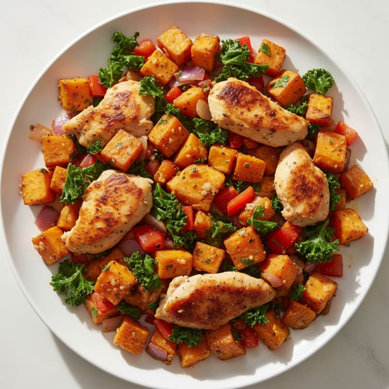 Roasted Chicken and Sweet Potato Hash