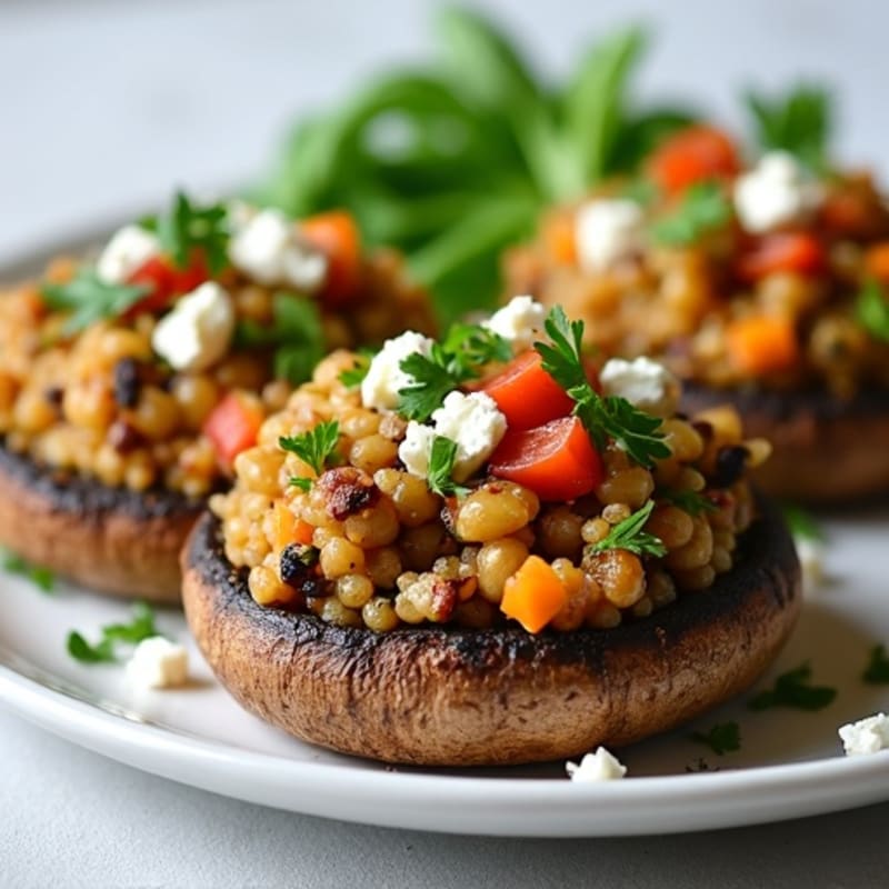 Portobello Mushrooms Stuffed with Herbed Quinoa and Roasted Vegetables