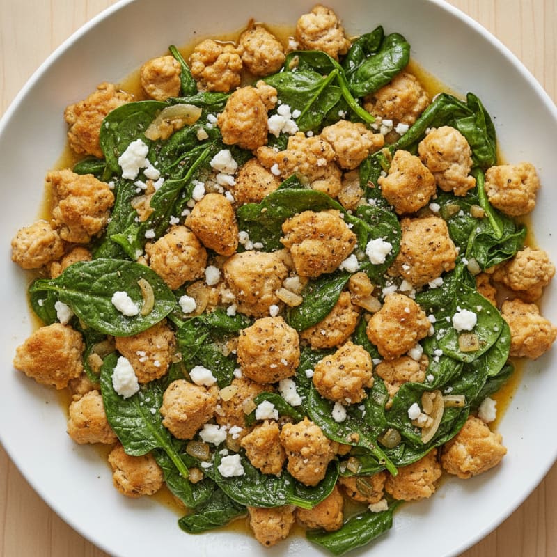 Ground Chicken and Feta Skillet with Spinach