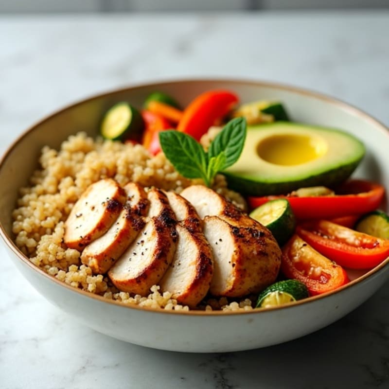 Grilled Chicken and Quinoa Power Bowl with Roasted Vegetables