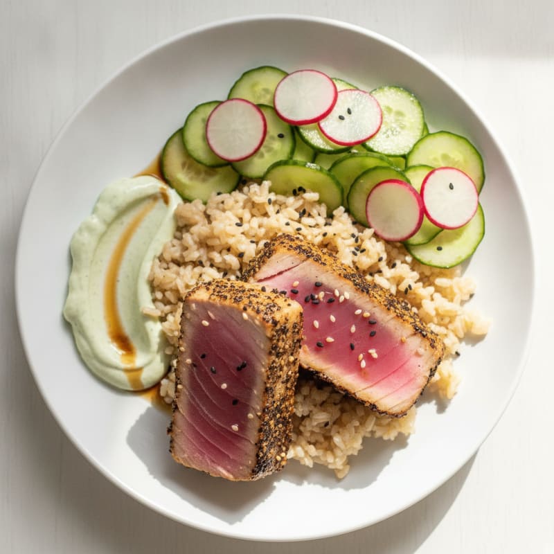 Pan-Seared Ahi Tuna with Wasabi Mayo