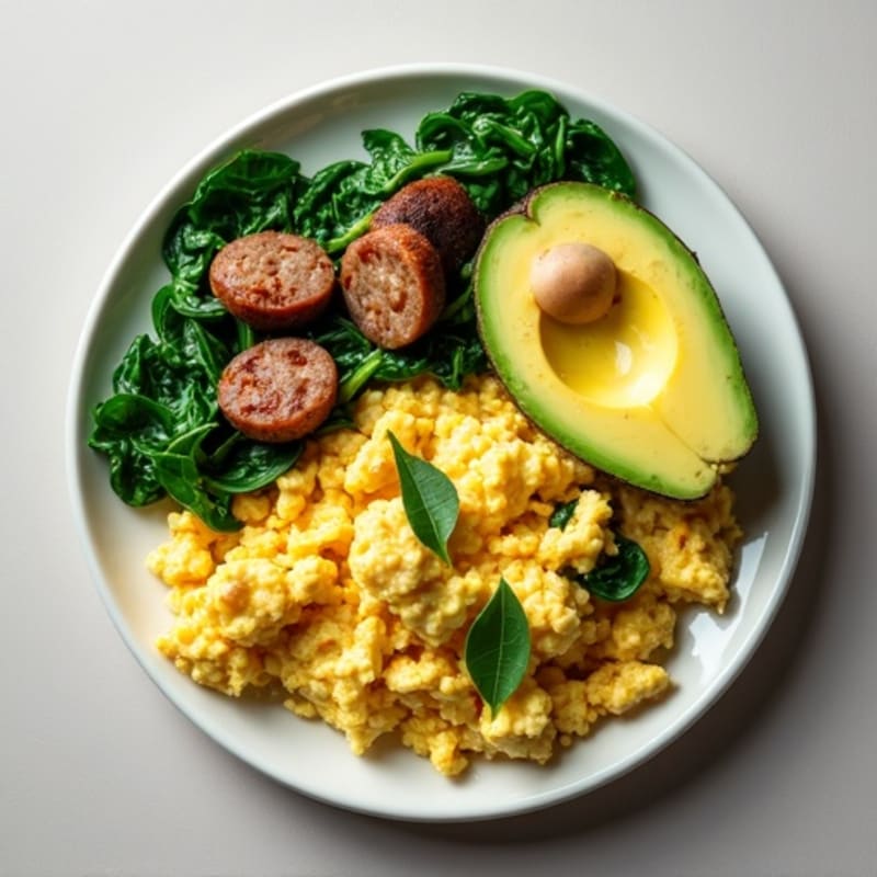 Egg White Scramble with Spinach and Turkey Sausage