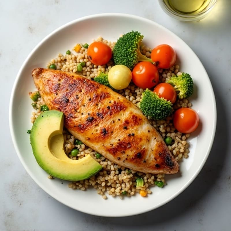 Seared Chicken Breast with Roasted Vegetables and Quinoa
