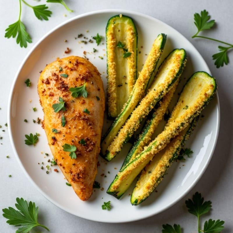 Garlic Herb Chicken with Crispy Zucchini Sticks