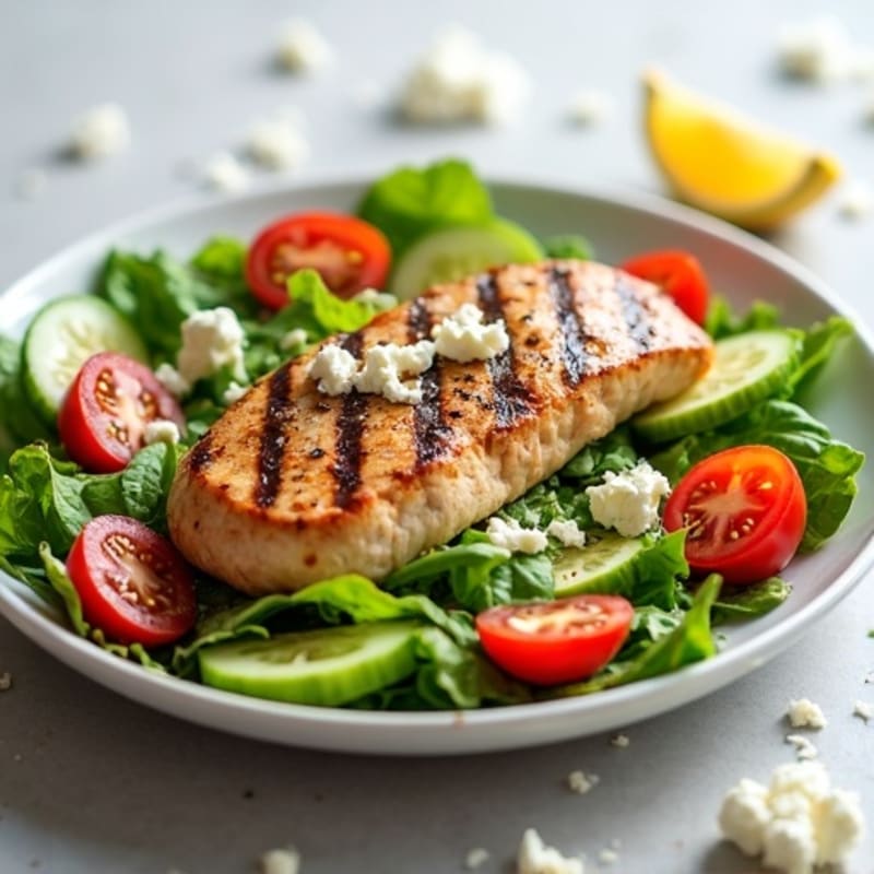 Grilled Tuna and Mixed Greens Salad with Lemon Vinaigrette