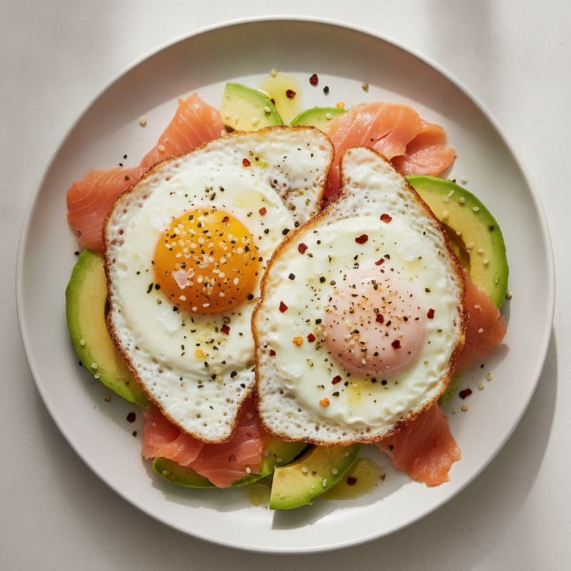 Smoked Salmon and Avocado Fried Egg Plate