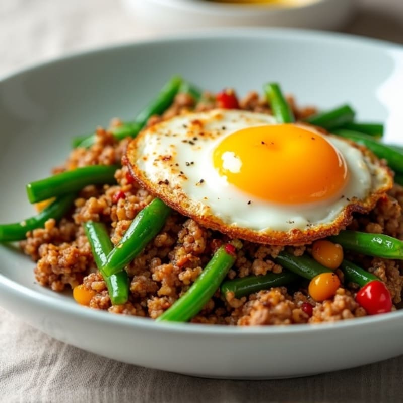 Savory Ground Turkey Skillet with Crispy Green Beans