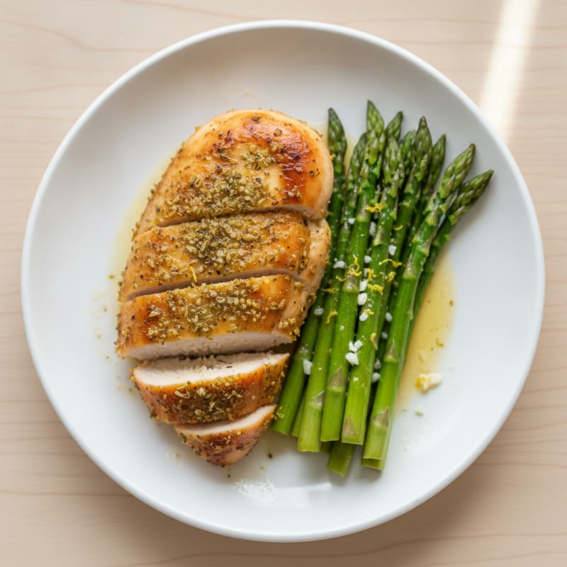 Lemon Herb Roasted Chicken with Asparagus