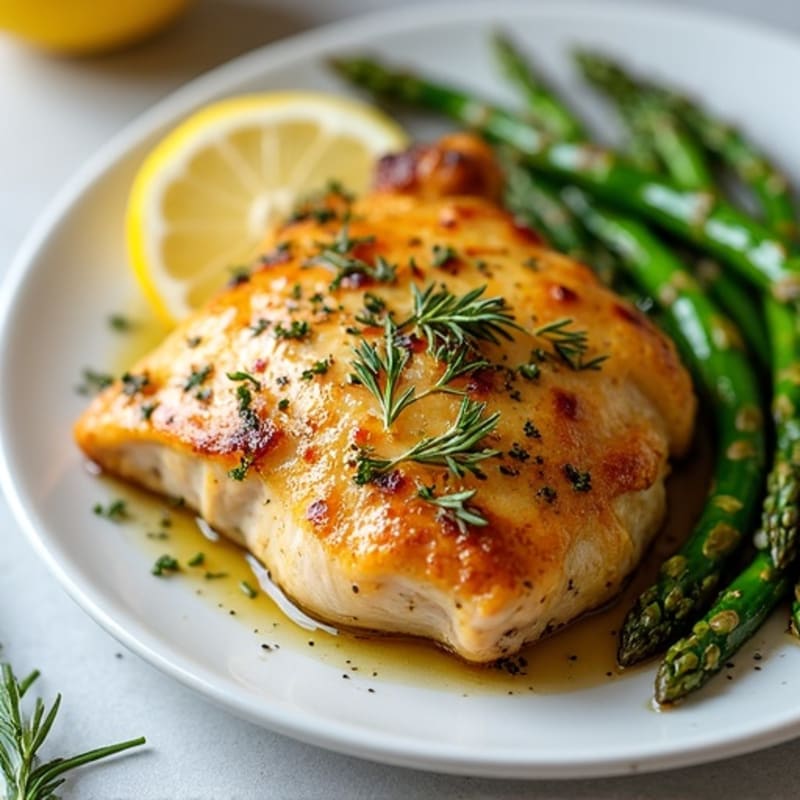 Lemon Herb Roasted Chicken with Crispy Asparagus