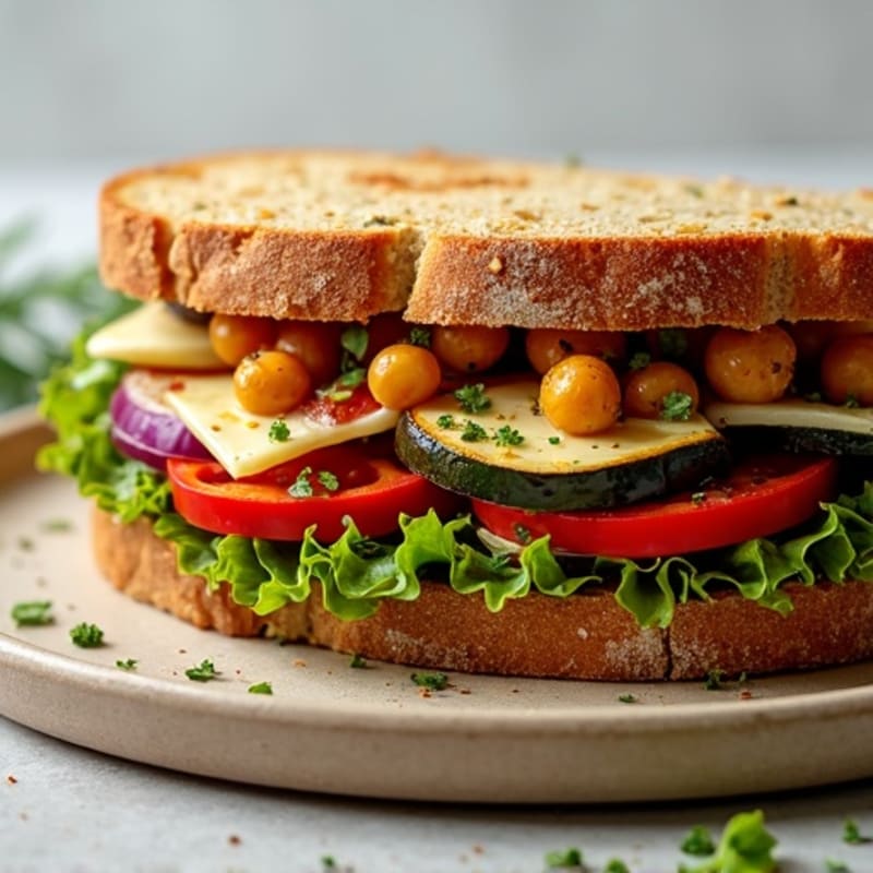 Herb-Roasted Vegetable Sandwich with Garlic Aioli