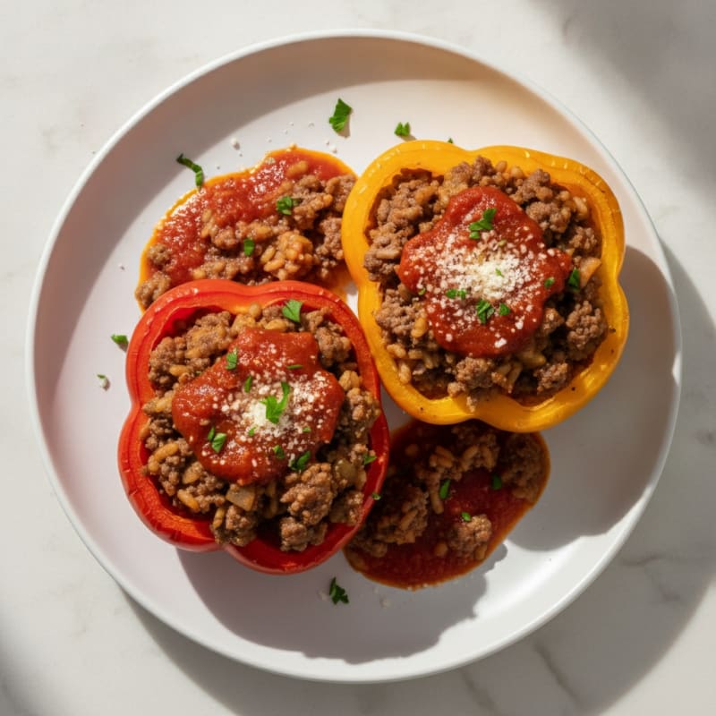 Beef and Rice Stuffed Bell Peppers