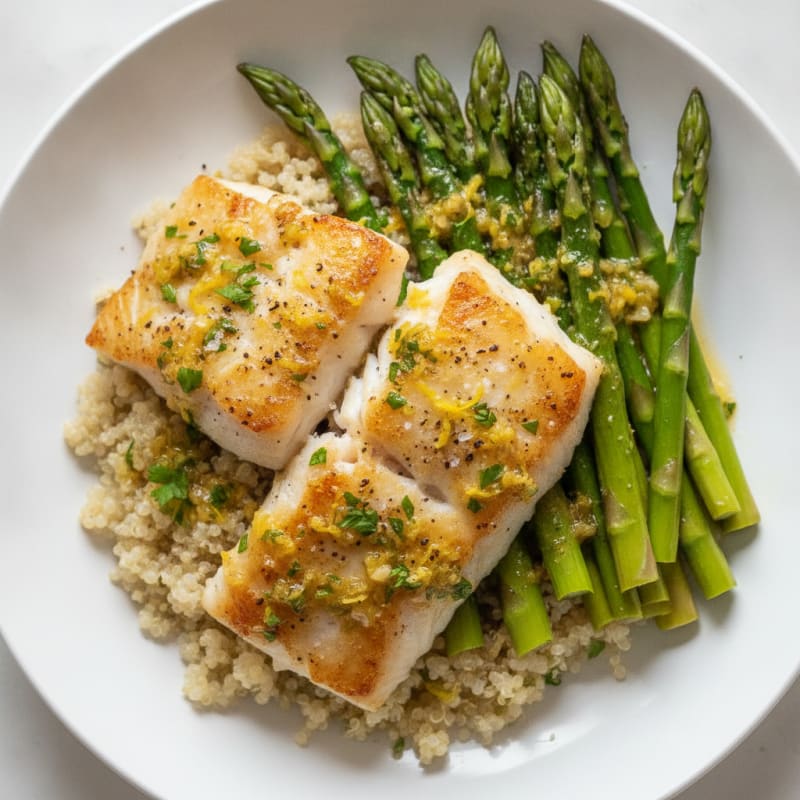 Baked Cod with Lemon-Herb Asparagus