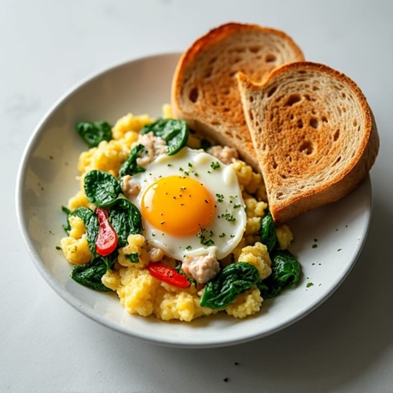 Egg White and Turkey Spinach Scramble
