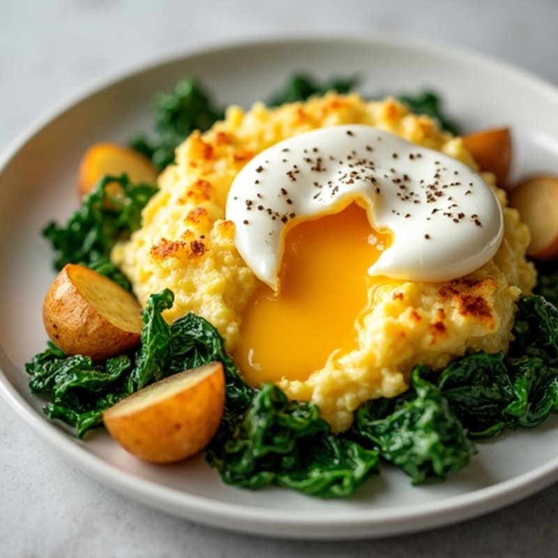 Egg White Scramble with Roasted Potatoes and Spinach
