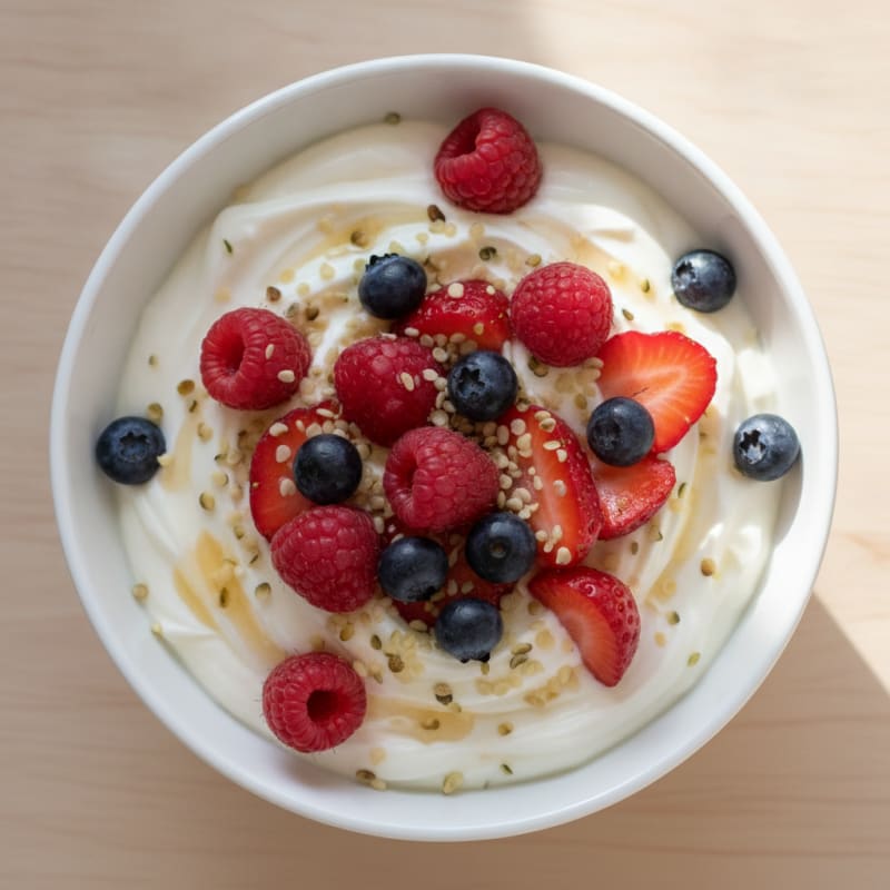 Silky Vanilla Protein Yogurt with Berries