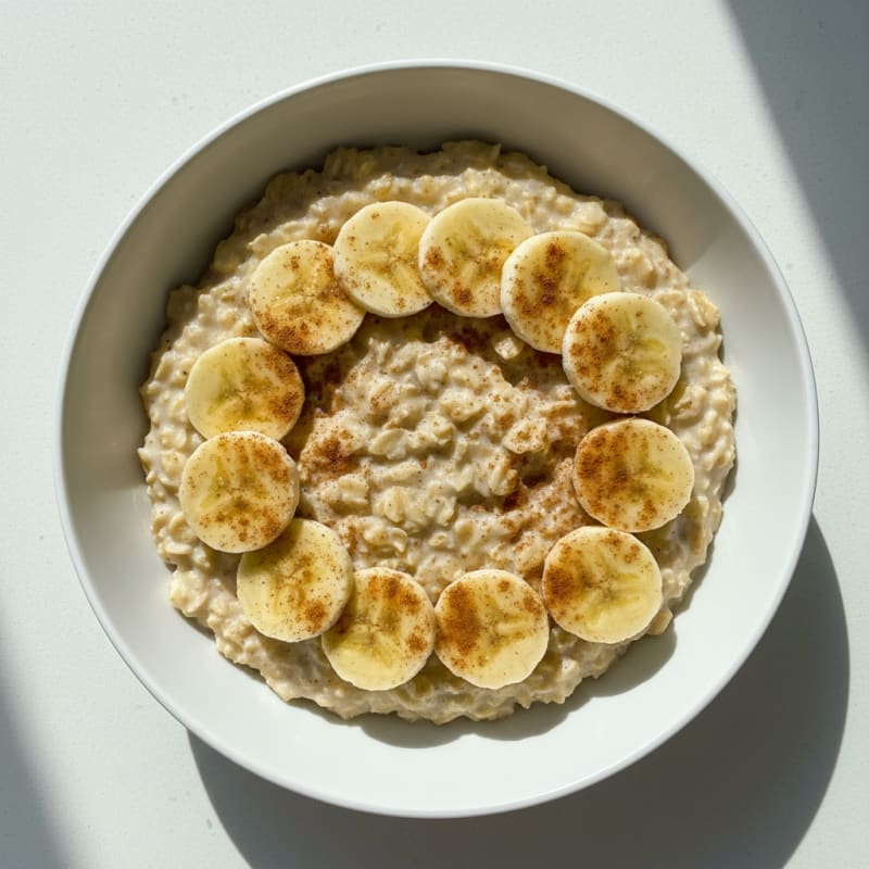 Egg White Oatmeal with Protein Powder and Sliced Banana