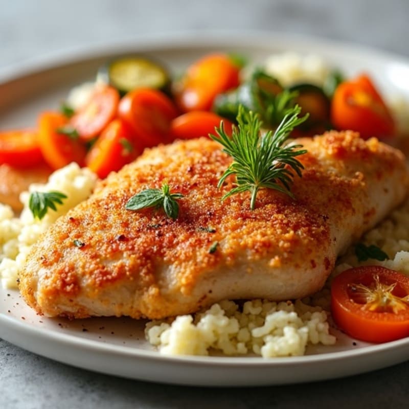 Crispy Buttermilk Baked Chicken with Roasted Vegetables