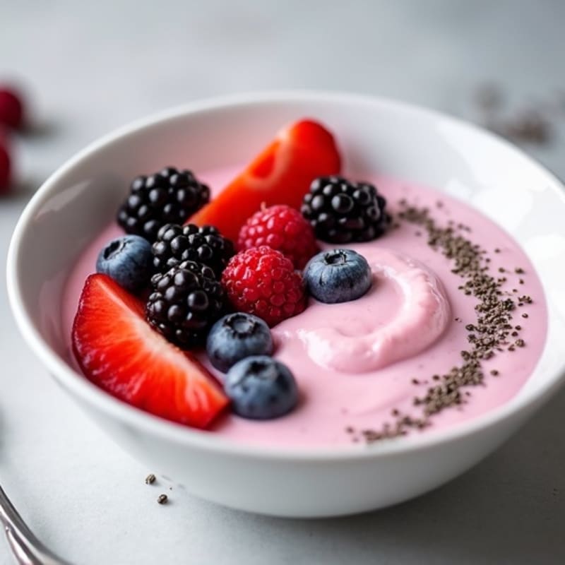 Silky Greek Yogurt Protein Pudding with Mixed Berries