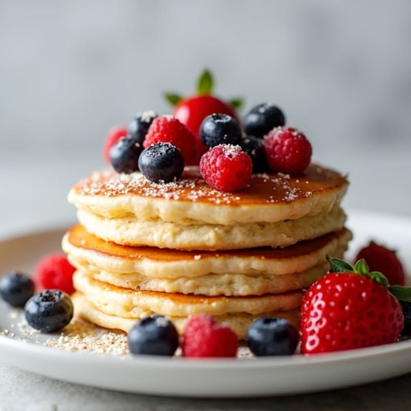 Fluffy Protein Pancakes with Fresh Berries