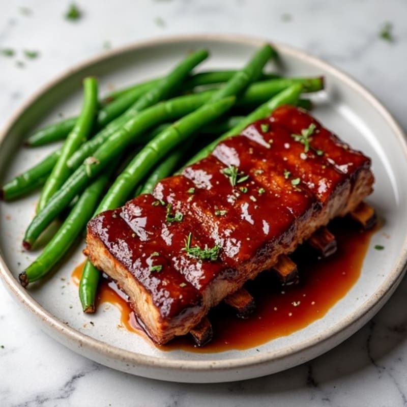Tender Smoked BBQ Ribs with Roasted Green Beans