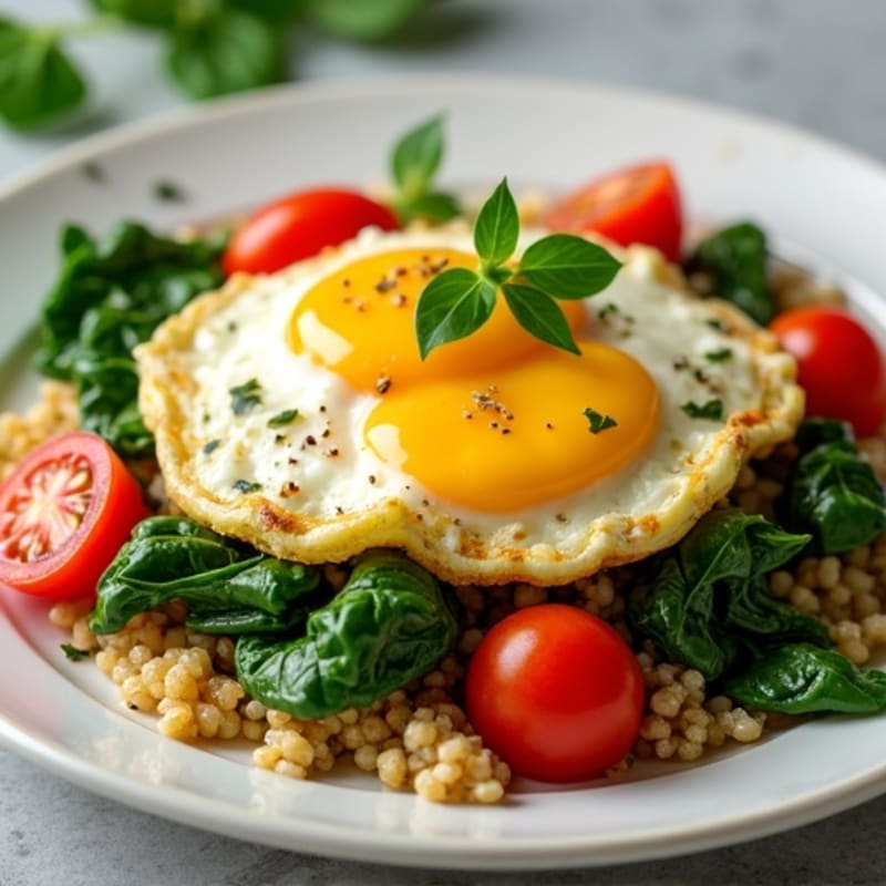 Egg White Spinach Scramble with Cherry Tomatoes